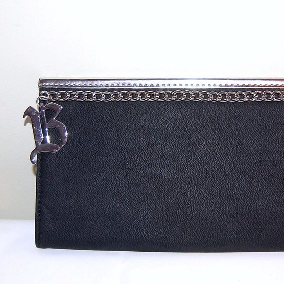 PACO RABANNE Parfums  Black faux leather Metallic CLUTCH - Picture 1 of 6